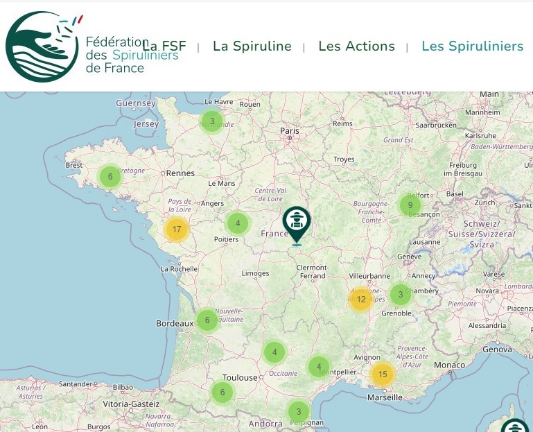 Carte des producteurs de Spiruline en France, Spiruline Française